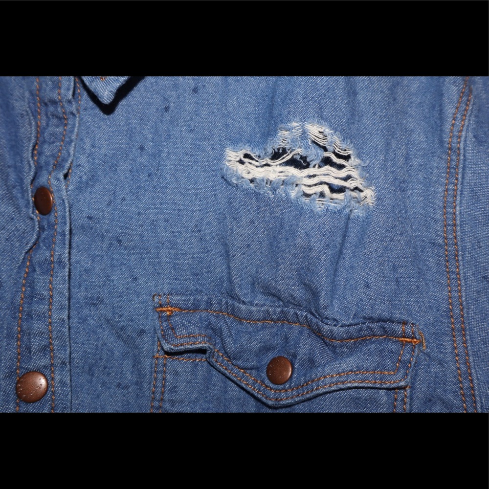 Women Jean Flannel With Rips - Picture 2 of 9